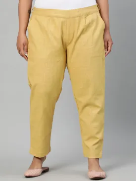Beige Plus Size Ethnic Wear Cotton Slub Pants