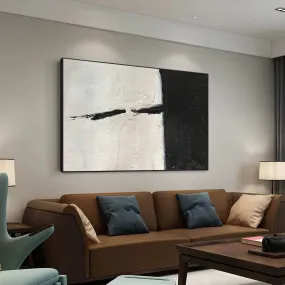 Black and White Abstract Painting Rich Textured Wall Art on Canvas Yp007
