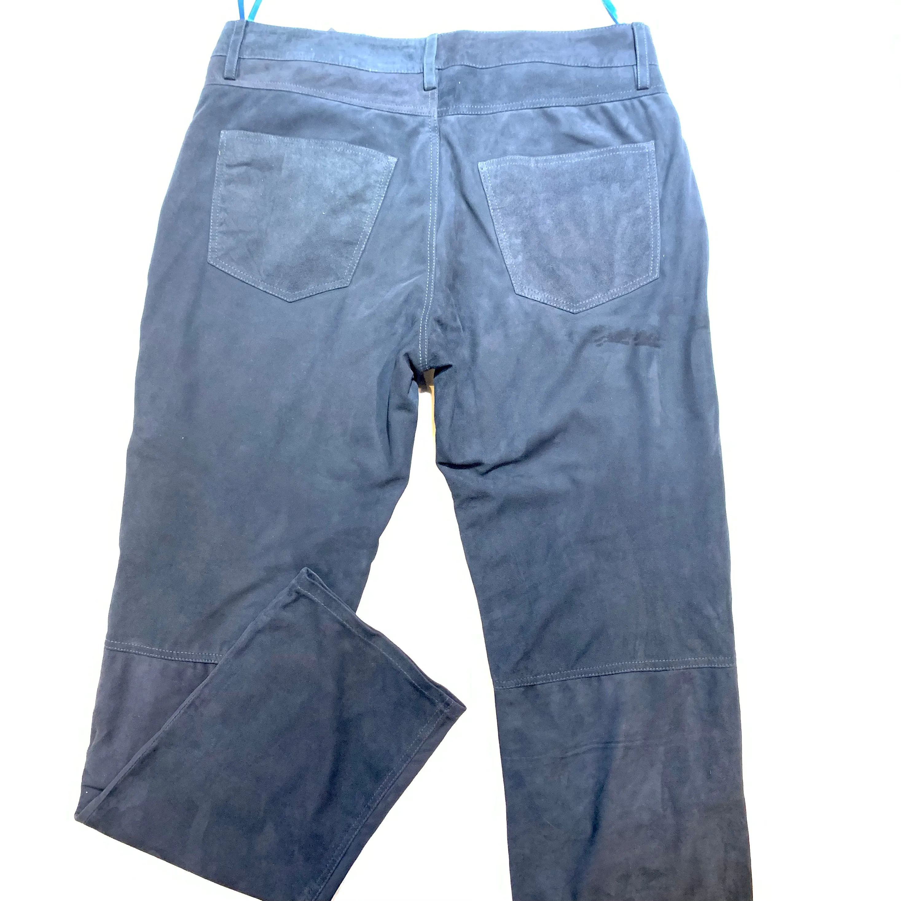 Kashani Men's Navy Suede Straight Cut Pants