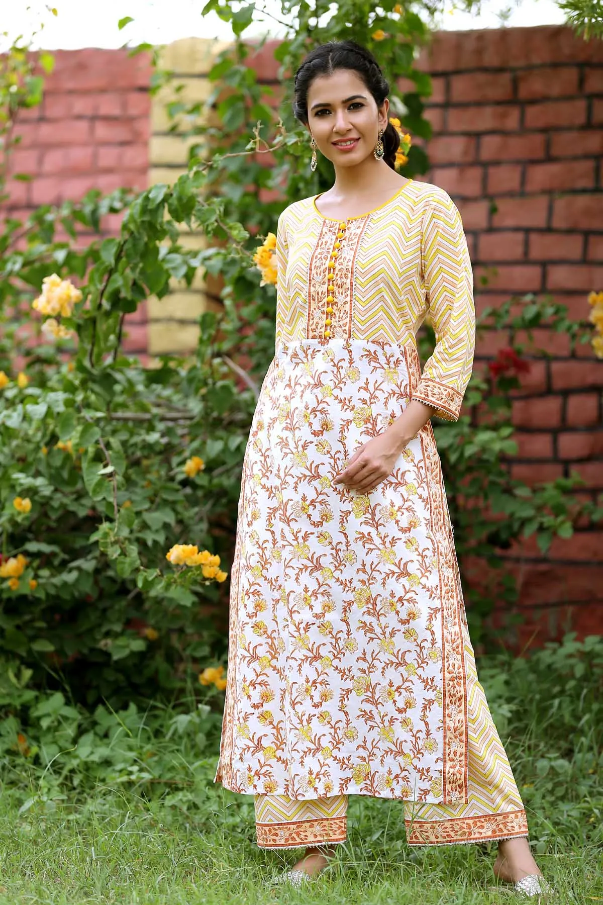 Long length straight fit Kurta with matching pants