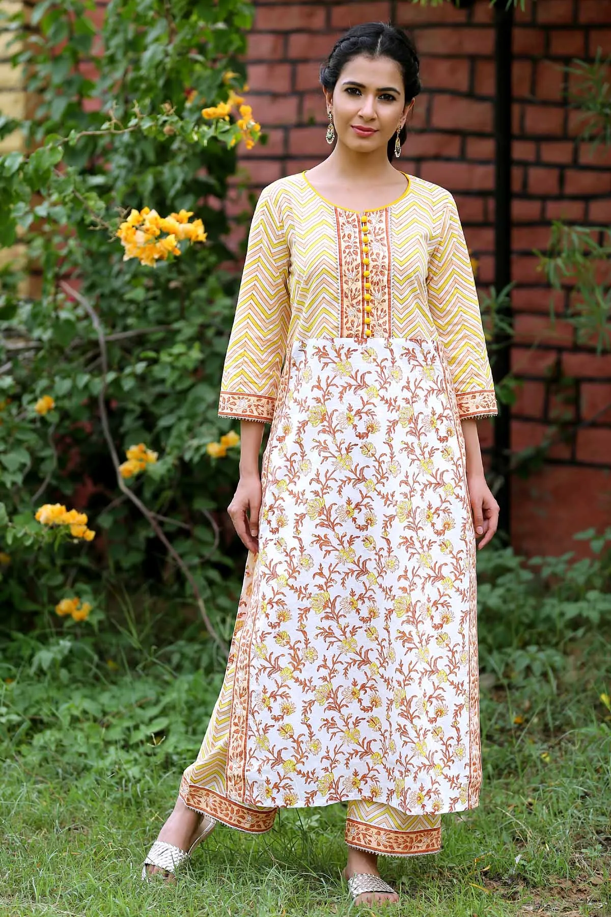 Long length straight fit Kurta with matching pants