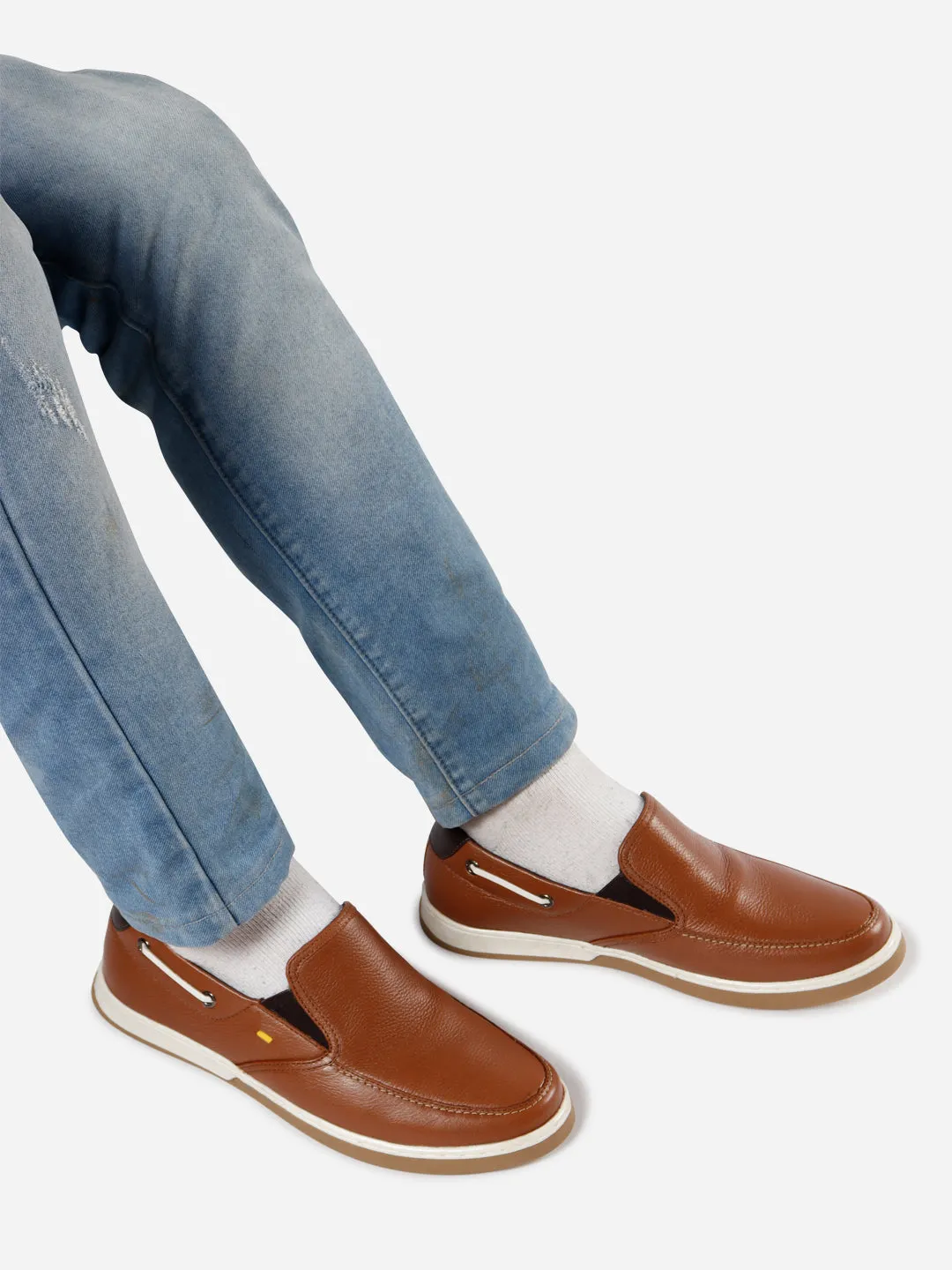 Men's Tan Plain Toe Slip On Casual (ID3035)