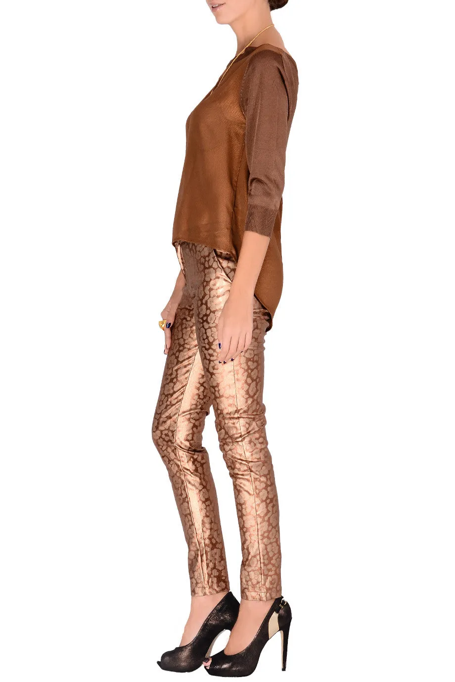 REINA Metallic Bronze Leopard Pants