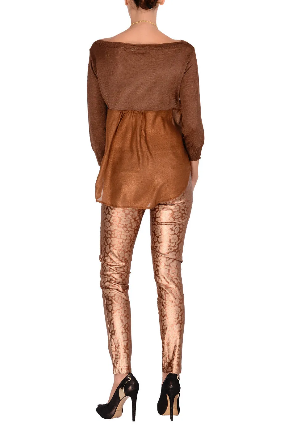 REINA Metallic Bronze Leopard Pants